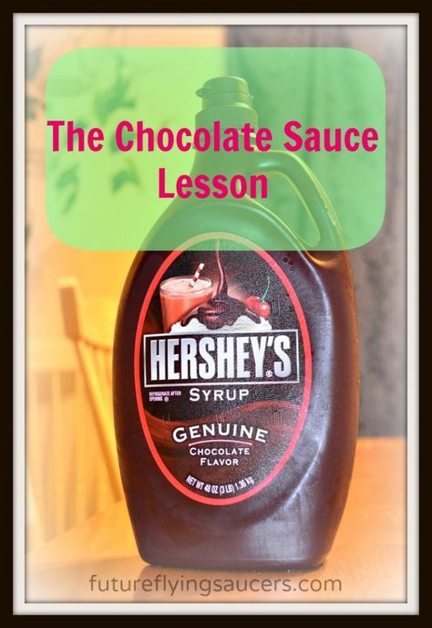 The Chocolate Sauce Lesson: I encourage you to do this. Trust me. It’ll be fun…and educational. Go to your pantry and find your stash of chocolate sauce. {You know you have some!} Bible Object Lessons For Kids, Object Lessons For Kids, Youth Group Lessons, Youth Lessons, Bible Object Lessons, Children Church, Childrens Sermons, Flying Saucers, Sunday School Kids