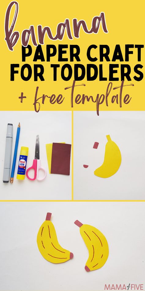 Banana Craft Ideas, Banana Diy Craft, Banana Printable Free, Banana Art And Craft, Banana Craft Preschool, Banana Crafts For Kids, Banana Craft, Banana Crafts, Toddler Stem