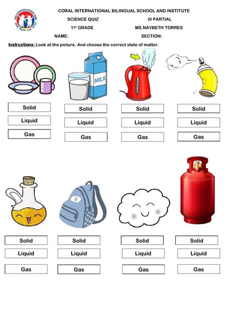 States of matter interactive activity for 1. You can do the exercises online or download the worksheet as pdf. States Of Matter Worksheet Grade 4, State Of Matter Worksheet, Science Grade 1, States Of Matter Activities, Three States Of Matter, Matter For Kids, State Of Matter, Matter Activities, States Of Matter Worksheet