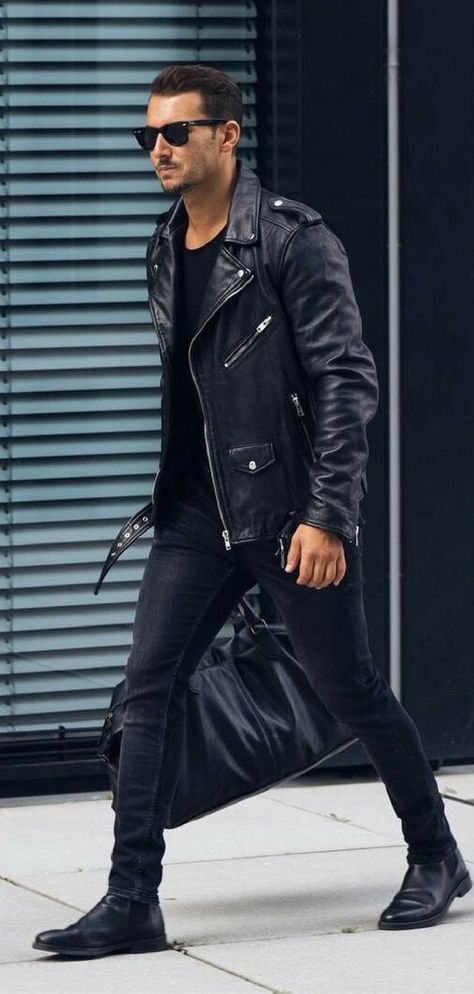 Rock Style Men, Stylish Street Style, Hipster Man, Mens Fashion Blog, Hipster Mens Fashion, Rock Outfits, Leather Jacket Outfits, Rocker Style, Mens Fashion Classy