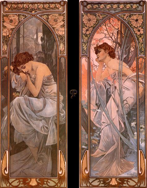 Alphonse Mucha Paintings                                                                                                                                                                                 More Art Nouveau Modern, Alfons Maria Mucha, Art Nouveau Mucha, Women In Art, Illustration Art Nouveau, Alphonse Mucha Art, Design Art Nouveau, Mucha Art, Alfons Mucha