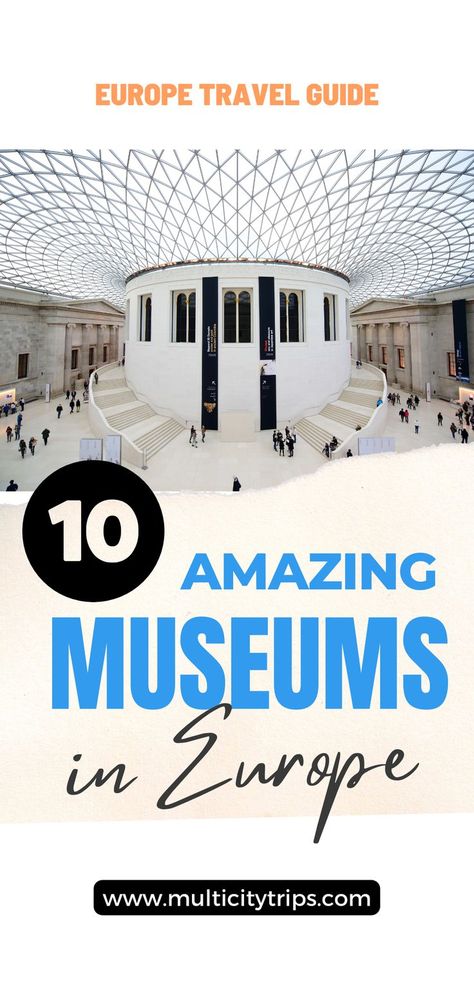 Europe travel guide to the best European Museums. Europe is well-known for its rich history and cultural heritage and if you’re interested in seeing some artifacts from that up close, the continent is home to some of the best museums in the world. From art galleries to niche collections from specific eras of history, here are ten of the best museums in Europe you should consider visiting on your next trip. #europeanmuseums #museumsineurope #museumsinuk #italymuseums #bestmuseumsineurope Europe Train Travel, Europe Itineraries, Art Museums, European Vacation, Visit Europe, Europe Travel Guide, European Travel, Cultural Heritage, Best Art