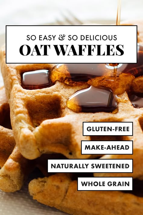 Meet my FAVORITE waffles! These easy gluten-free waffles are made with just one flour—oat flour! Oat flour is incredibly easy to make at home with oats, too. You need to make this whole grain recipe! #cookieandkate #waffles #glutenfree #wholegrain #breakfastrecipe Oat Flour Recipes, Gluten Free Waffles, Oat Pancakes, Dessert Aux Fruits, Grain Foods, Gluten Free Pumpkin, Flour Recipes, Gluten Free Oats, Gluten Free Breakfasts