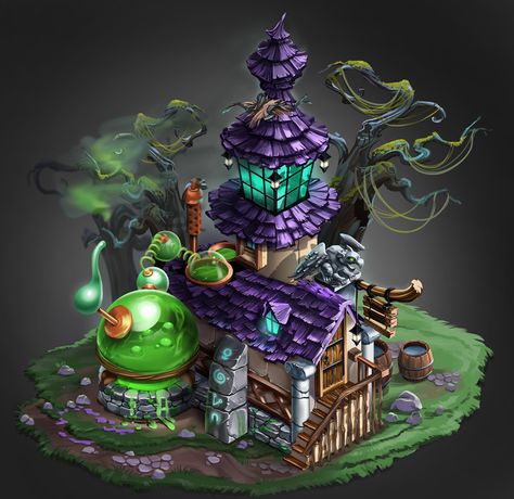 Alchemist House, Alchemy Shop Fantasy Art, Alchemy Shop Concept Art, Alchemist Workshop Concept Art, Steampunk Isometric, Isometric Haunted House, Art Deco Logo, Isometric Map, Vietnam Art