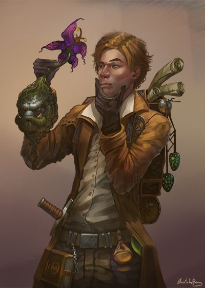 Dnd Researcher, Botanist Character, Treasure Island Characters, Punk Character Art, Magical Plants, Pathfinder Character, Character Inspiration Male, Magical Herbs, Fantasy Drawings