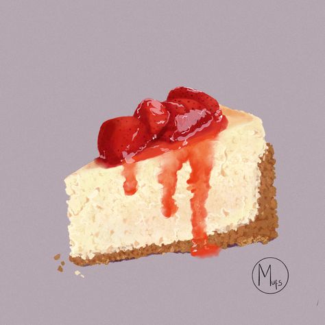 #foodart #cheesecake #digitalart #foodillustration Strawberry Cheesecake Drawing, Poster Cheesecake, Cheesecake Painting, Cheesecake Drawing, Cheesecake Illustration, French Cheesecake, Cheesecake Images, Mojito Cheesecake, Cheesecake Art