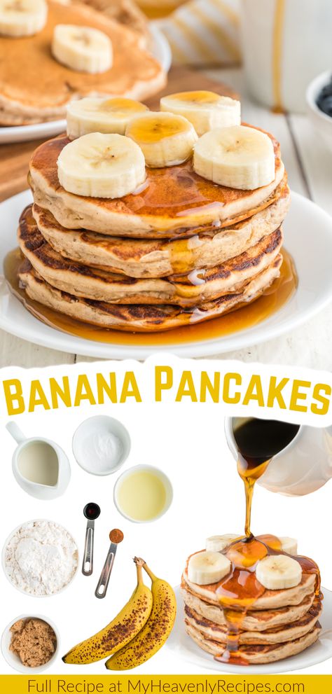 Banana Pancakes Simple Banana Pancakes, Homemade Banana Pancakes, Easy Banana Pancakes, Stack Of Pancakes, Pancakes For Breakfast, Banana Pancake, Banana Pancakes Recipe, Pancakes From Scratch, Pancake Recipe Easy