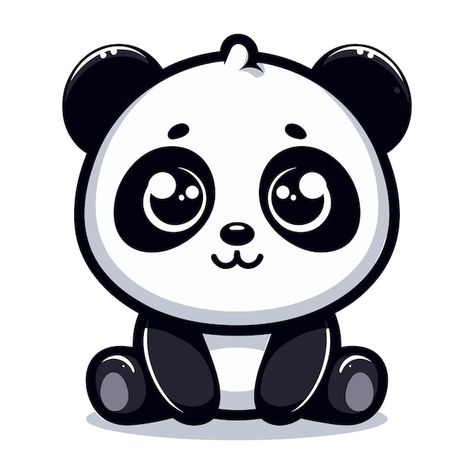 Cute Panda Cartoon Kawaii, Panda On Tree, Panda Tree, Panda Vector, Clean White Background, Simple Vector Illustration, Cute Panda Drawing, Big Panda, Cute Panda Cartoon