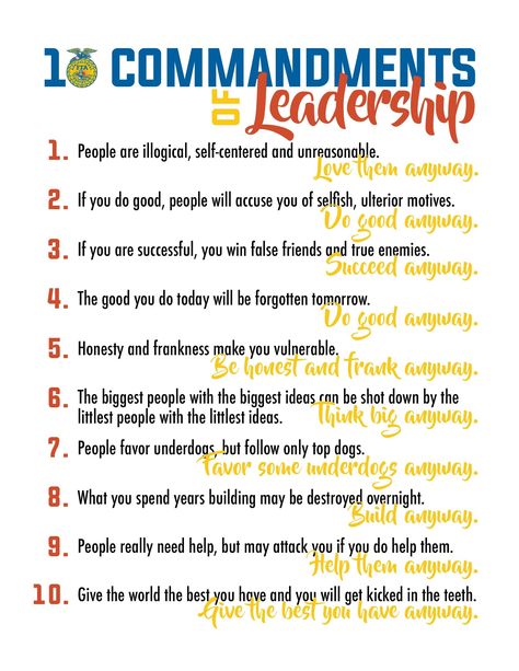 10 COMMANDMENTS OF LEADERSHIP - Missouri FFA and Agriculture Education | Home Agriculture Education Classroom, Agriculture Classroom, Jewelry Poster, Ag Education, Ag Teacher, Poster Graphics, Life Coach Training, Leadership Lessons, Agriculture Education