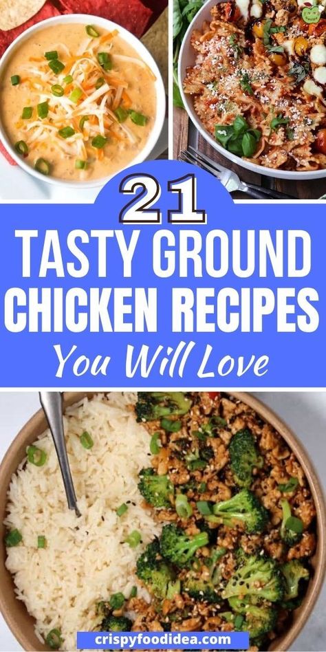 Here you get some ground chicken recipes that are best for meal plan. Ground Chicken Stove Top Recipes, Ground Chicken Prep Meals, Chicken Chopped Meat Recipes, Easy Healthy Dinner Ground Chicken, Ground Chicken Curry Recipes, Ground Chicken Slow Cooker, Ground Chicken Tomato Recipes, Healthy Recipes Ground Chicken, Ground Chicken And Mushrooms