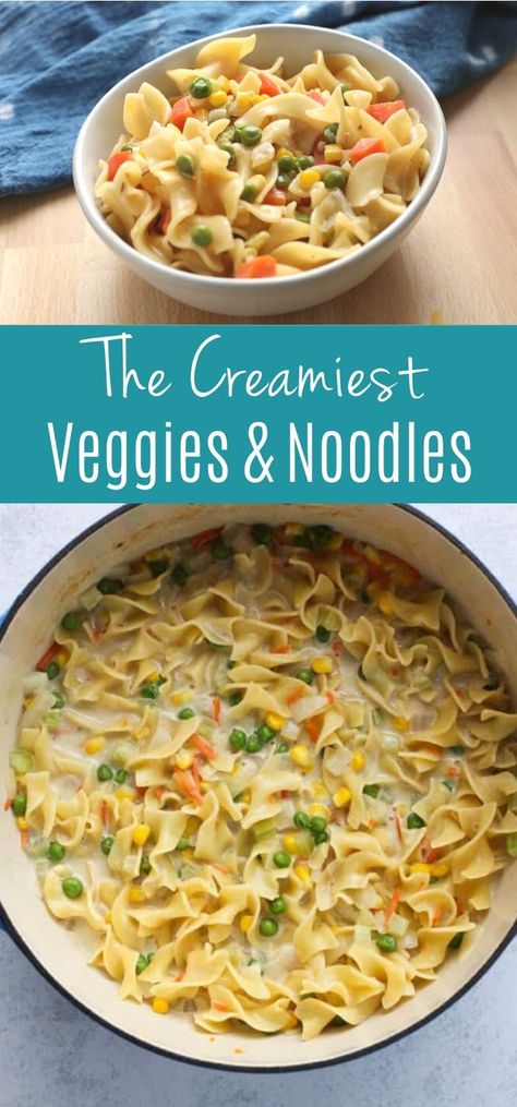 Creamy Egg Noodles, Veggies And Noodles, Easy Dinner Recipes For Family, Food Dinners, Vegetarian Casserole, Vegetarian Comfort Food, Vegetarian Dish, Meatless Dinner, Comfort Food Recipes Dinners