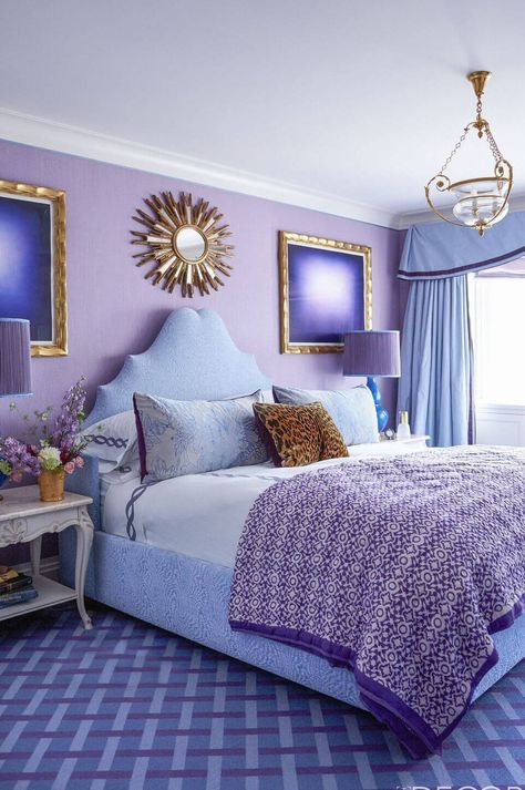 PURPLE BEDROOM IDEAS – Purple is one of the colors that can produce bold and firm flavors into your bedroom. The color is also considered a romantic o... Blue And Purple Bedroom, Deco Violet, Purple Bedroom Decor, Purple Wall Decor, Bedroom Purple, Purple Bedrooms, Purple Bedroom, Purple Interior, Purple Rooms