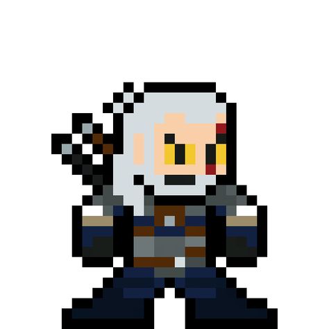 Witcher Pixel Art, Beads Art, Arte 8 Bits, Pixel Drawing, Geralt Of Rivia, 8 Bits, Pixel Art Pattern, Beaded Crafts, Perler Bead Patterns