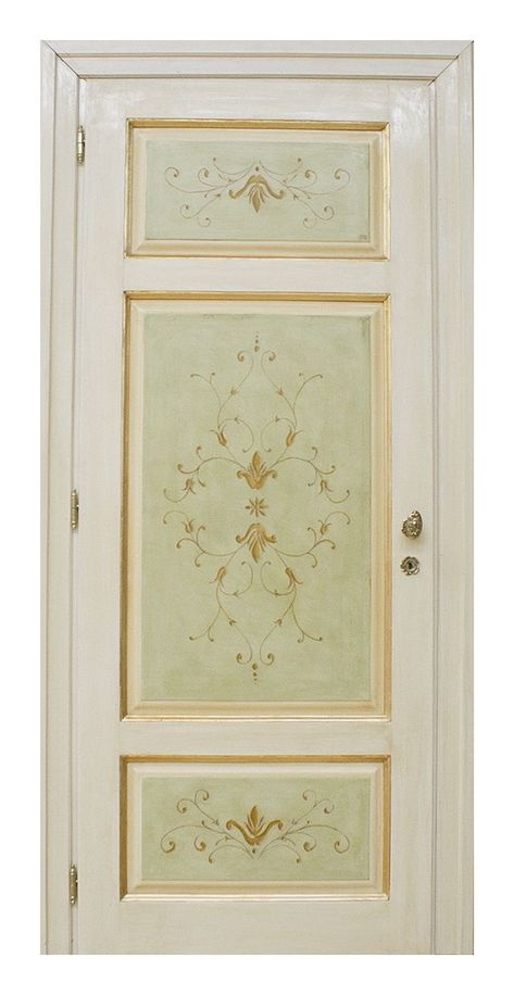 Door Frame Painting, Painted Bedroom Walls, Paint Doors Interior, Painted Bedroom Doors, Stenciled Doors, Painted Door, Ceiling Murals, Italian Home, Vintage Door