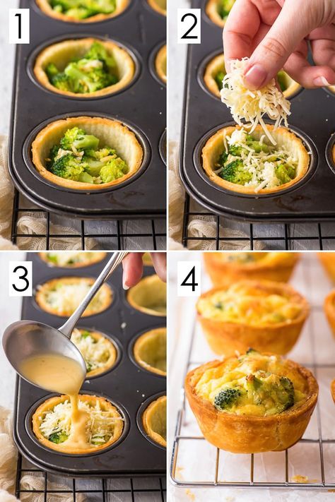 Pie Crust Lunch Ideas, Mini Quiche Filling Ideas, Quiche Vegetarian, Quiche Meal Prep, How To Make Mini Quiche, Quick And Easy Quiche Recipes, Vegetarian Snack Ideas, Quiche Fillings Ideas, Easy Mini Quiche Recipes