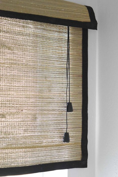 How To Convert a Beach Mat Into a Bamboo Blind Bamboo Blinds Diy, Magnetic Curtain Rods, Bamboo Mat, Bamboo Curtains, Door Coverings, Diy Blinds, Bamboo Blinds, Bamboo Crafts, Window Screens