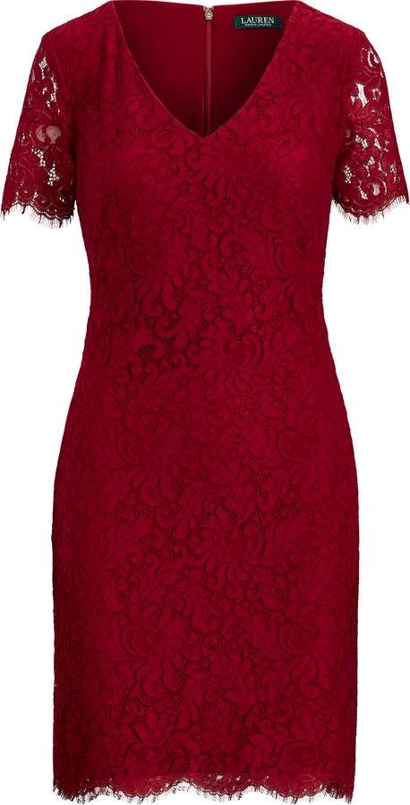 Simple Dresses Casual Classy, Simple Lace Styles, Knee-length Scalloped Lace Dress For Date Night, Red Fitted Lace Dress With Scalloped Edges, Red Knee-length Lace Dress For Formal Occasions, Red Fitted Lace Dress With Scalloped Lace, Red Short-sleeved Lace Dress, Petite Cocktail Dresses, Formal Dress Patterns