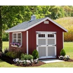 Wood Shed Kits, Wood Storage Shed, Wooden Storage Sheds, Shed Landscaping, Storage Shed Kits, Red Shed, Shed Makeover, Backyard Storage Sheds, Shed Building