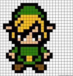 Zelda Link pattern Zelda Cross Stitch, Perler Beads Ideas, Modele Pixel Art, Creeper Minecraft, Art Perle, Perler Art, Pixel Art Templates, 8bit Art, Perler Crafts