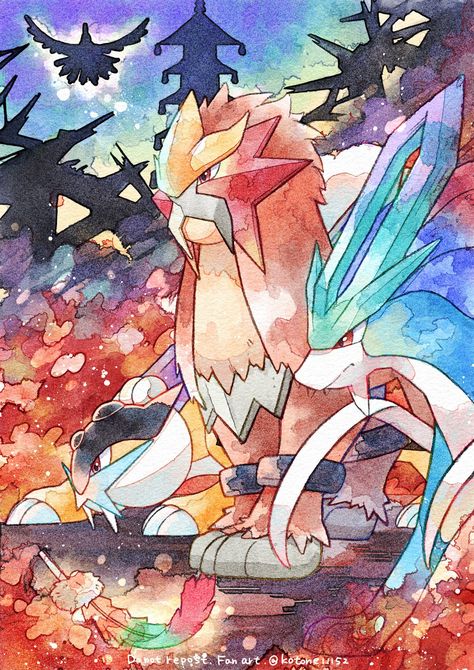 Legendary Beasts Pokemon, Entei Pokemon Art, Watercolor Pokemon Art, Pokemon Watercolor, Entei Pokemon, Ancient Pokemon, Pokemon Adventures Manga, Pokemon Poster, Pokemon Backgrounds