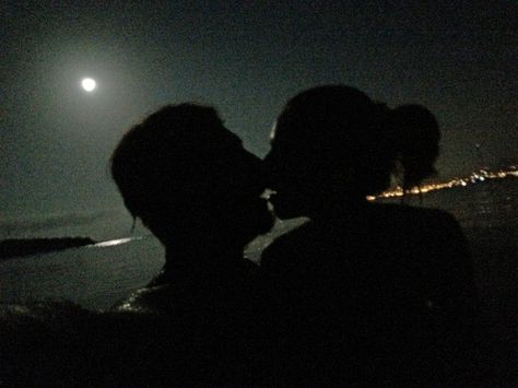 kiss under the moon Kissing Under The Moon, Moon Kiss, Under The Moon, Under The Stars, Hopeless Romantic, Human Silhouette, The Moon, Kiss, Moon