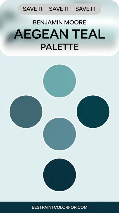 Benjamin Moore Aegean Teal, Benjamin Moore Teal, Aegean Teal, Teal Palette, Paint Color Guide, Teal Color Palette, Best Paint, Best Paint Colors, Complimentary Colors