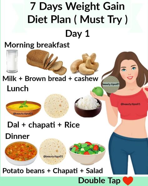 Diet Meal Plan For Weight Gain Women, Healthy Diet Routine, Food For Weight Losing Women, Diet For Gaining Weight For Women, Gain Weight Routine, Healthy Diet Plans For Women, How To Gain Weight Naturally, Body Gain Workout, Diet For Weight Gain For Women