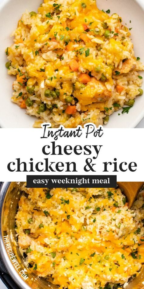 Chicken Thighs Instant Pot Recipes, Chicken Thighs Instant Pot, Chicken Instapot, Cheesy Chicken And Rice, Recipes Instapot, Cheesy Chicken Rice, Chicken Rice Recipes, Instant Pot Recipes Chicken, Instant Pot Dinner Recipes