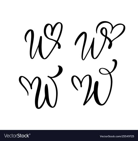 W Tattoo Letter Heart, W Letter Tattoo Ideas, Letter W Tattoo Ideas, W Tattoo Letter Design, Letter W Tattoo Designs, W Tattoo Letter Initial, W Letter Design, Angel Wing Wrist Tattoo, Card For Invitation