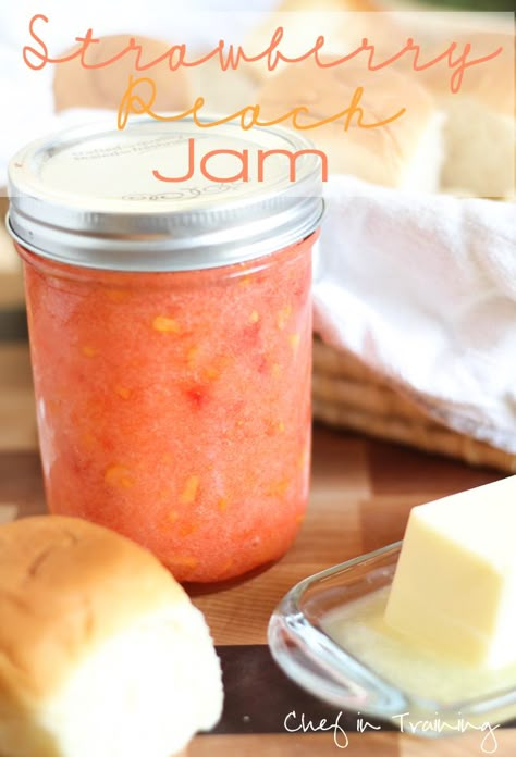 Strawberry Peach Jam, Freezer Jam, Peach Jam, Jam And Jelly, Homemade Jam, Incredible Recipes, Jam Recipes, Canned Food, Canning Recipes