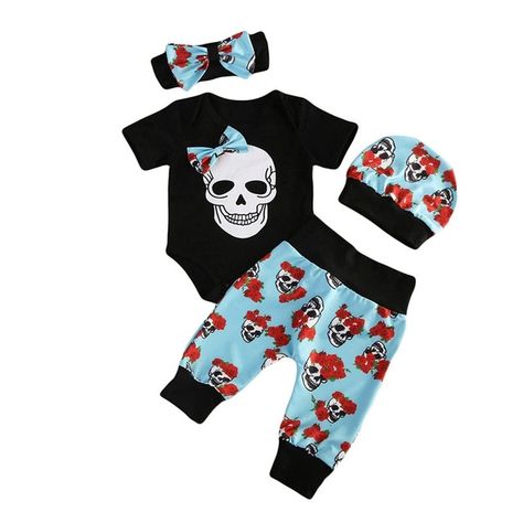 Gothic Baby Clothes, Punk Baby Clothes, Baby Boy Halloween Outfits, Punk Baby, Baby Boy Halloween, Gothic Baby, Long Pants Outfit, Girl Skull