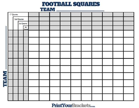 Football Squares with Quarter Lines Superbowl Squares Fundraiser, Football Squares Fundraiser, Printable Football Squares, Football Squares Template Free Printable, Super Bowl Pool Template Squares, Football Office, Super Bowl Squares, Football Squares Template, Superbowl Squares