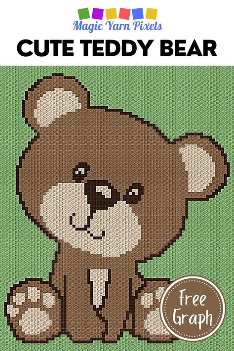 Get the Free Graph for this Cute Teddy Bear Pattern. Modern graphs for c2c crochet, cross stitch & other crafts from Magic yarn Pixels. Crochet Graphs Free Charts, C2c Crochet Pattern Free Charts Easy, Pixel Crochet Blanket, Teddy Bear Baby Blanket, Knitting Bear, Crochet C2c Pattern, Crochet Cross Stitch, C2c Crochet Blanket, Bear Patterns Free