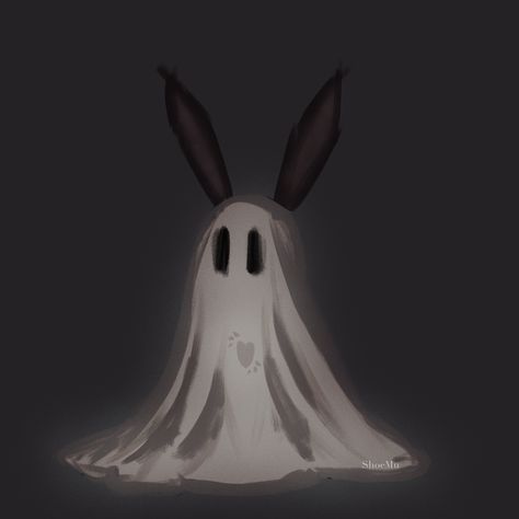 Ghost Animal Dark Bunny Wallpaper, Bunny Ghost Tattoo, Cute Ghost Pfp, Fitbit Wallpaper, Clown Rabbit, Spooky Easter, Spooky Bunny, Ghost Bunny, Sally Skellington