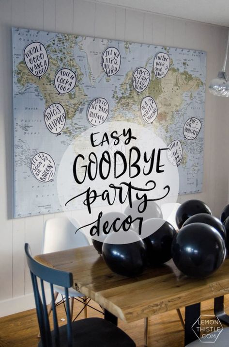 Relocation Party Ideas, Leaving For College Party Ideas, Good Bye Party Ideas Decoration, Office Farewell Party Decorations, Farewell Sign Ideas, Farewell Party Theme Ideas, Moving Party Themes, Leaving Party Decorations, We Will Miss You Party Ideas