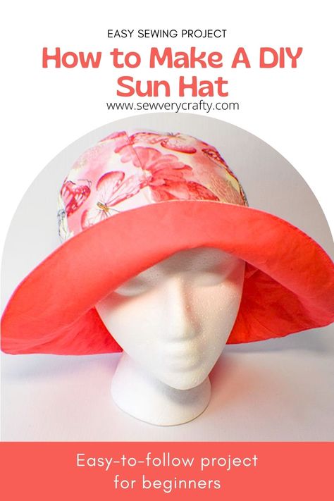 Fabric Hat Patterns Free, Summer Hat Pattern, Floppy Hat Pattern, Sun Hats For Women Diy Free Pattern, Diy Sun Hats For Women, Diy Sunhat, Free Hat Patterns To Sew, Sun Hat Sewing Pattern, Diy Bucket Hat Free Pattern