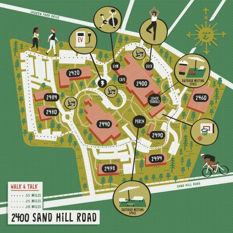 Illustrated Map of Silicon Valley Office Parks by Nate Padavick — Nate Padavick Silicon Valley Office, Maps Illustration Design, City Maps Illustration, Wedding Maps, Urban Analysis, Illustrated Maps, Campus Map, Infographic Map, Map Maker