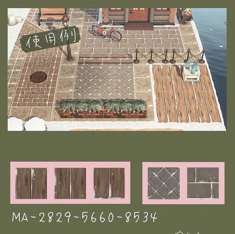 Acnh Stone Tile Code, Anch Paths, Acnh Autumn, Brick Paths, Acnh Winter, Acnh Halloween, Wood Path, Acnh Patterns, Wooden Path