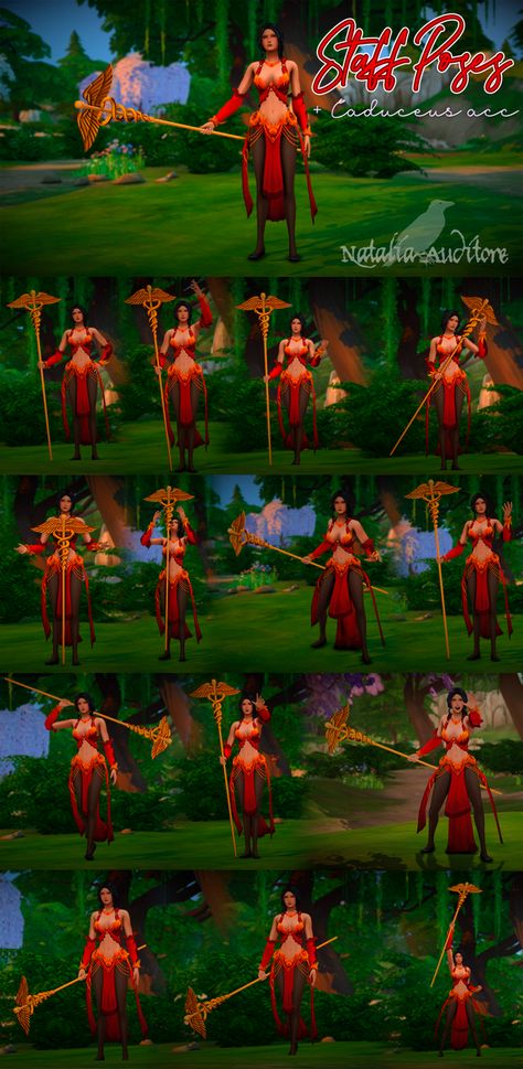 Staff Poses + Caduceus and other staffs | Natalia-Auditore on Patreon Sims 4 Cc Magic Staff, Staff Poses, Natalia Auditore, Staff Magic, Magic Staff, Sims 4 Anime, Sims Builds, Pose References, Sims 4 Cas