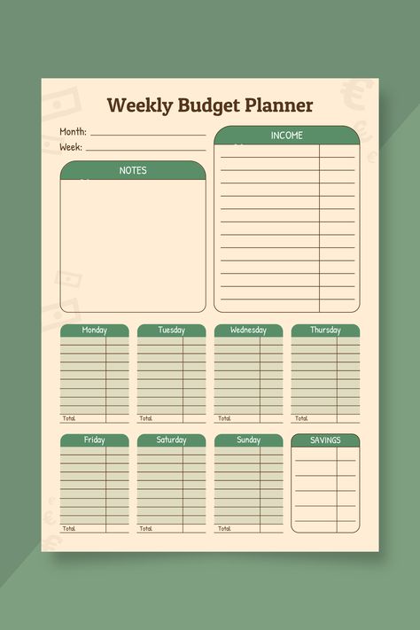 Weekly Expenses Template, Money Planner Ideas, School Budget Template, Week Budget Planner, Monthly Budget Planner For Beginners, Money Planner Template, Daily Budget Planner, Budget Planner Printable Free, Budget Planning Template