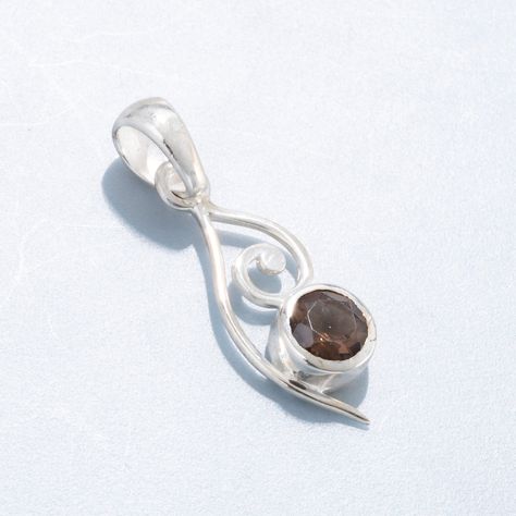 Protective Energy, Smoky Quartz Pendant, Swirl Design, Quartz Pendant, Smoky Quartz, Swirl, Tap, 925 Sterling Silver, Energy