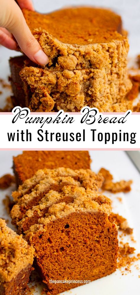 Best Pumpkin Bread Recipe Ever, Potluck Breakfast, Pumpkin Bread With Streusel Topping, Pumpkin Bread With Streusel, Streusel Topping Recipe, Easy Pumpkin Bread, Best Pumpkin Bread Recipe, Pumpkin Bread Easy, Moist Pumpkin Bread