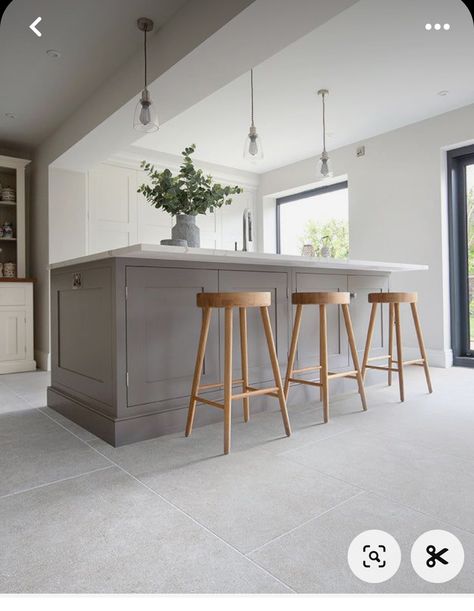 Gray Tile Kitchen Floor, Floor Transitions, Burgundy Kitchen, White Porcelain Tile, Gray Porcelain Tile, Apartment Deco, Grey Floor Tiles, Indoor Tile, White Tile Floor