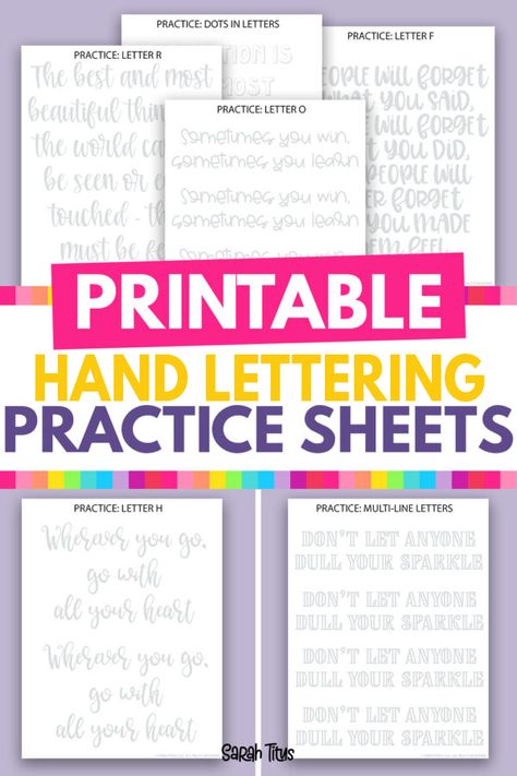 Printable Lettering Practice Sheets, Handwriting Practice Printables, Printable Hand Lettering Practice Sheets, Free Hand Writing Practice Sheets, Lettering Sheets Free Printable, Free Printable Handwriting Worksheets For Adults, Hand Lettering Sheets, Handwriting For Journaling, Digital Handwriting Practice Sheets Free