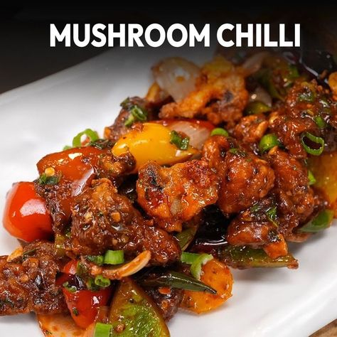 Mushroom Chilli Recipe, Chilli Mushroom Recipe, Spicy Mushrooms, Chilli Mushroom, Cassava Recipe, Spicy Mushroom, Chilli Recipe, Recipes Spicy, Chilli Recipes