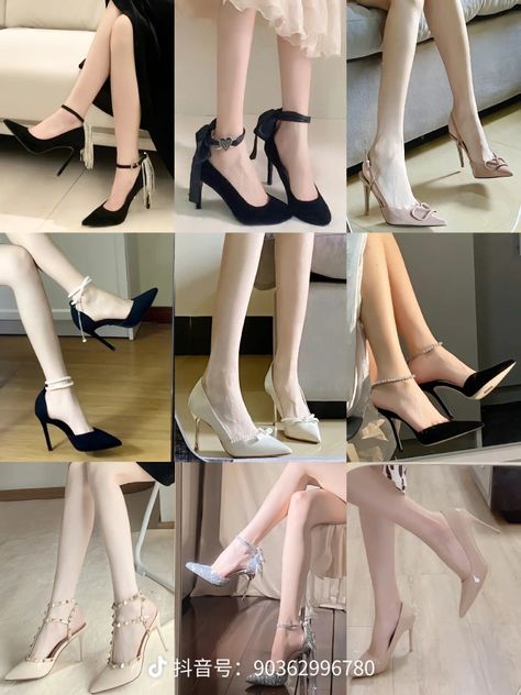 Sandals Heels Aesthetic, Elegant High Heels Classy, Korean Shoes Heels, Korean High Heels, Korean Fashion Shoes Heels, Korean Heels, Elegant Shoes Heels, Hak Tinggi, Korean Shoes