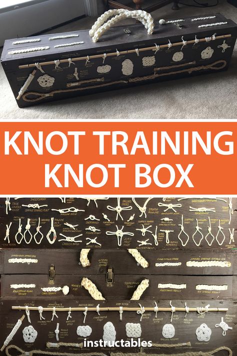 Knot Board, Knot Tying Board, Scout Knots How To Make, Sailor Knots Diy, Knot Tying Station, Knot Board Scout, Knot Tying Practice Board, Macrame Hitch Knot, Scout Knots