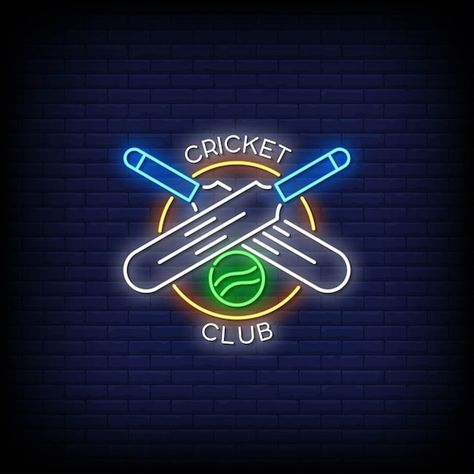 Cricket club logo neon signs style text ... | Premium Vector #Freepik #vector #vintage #vintage-sign #retro-text #retro-neon Cricket Club Logo, About Cricket, Sivakarthikeyan Wallpapers, Cricket Logo, Hand Art Kids, Editing Videos, Logo Neon, Outside Dogs, Retro Text