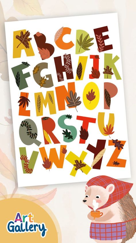 Decorate your classroom this Autumn Our Alphabet Typography Autumn Leaves Botanical-Themed Poster is a great way to start! Featuring a beautifully designed typography alphabet, this display poster will get you dreaming of autumn leavesa and cosy autumn days. This display poster is perfect for your classroom all through autumn and is an excellent addition to any educational setting, home or children's room! This poster contains the full alphabet in uppercase, decorated with autumnal leaves. Poster Easy, Alphabet Typography, Autumn Poster, Cosy Autumn, Vw Art, Typography Alphabet, Lettering Alphabet Fonts, Autumn Days, Original Wall Art