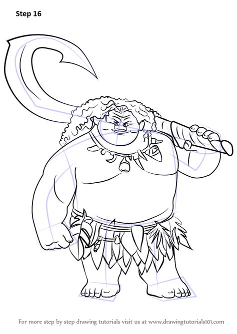 Maui Drawing Easy, Moana Drawings Easy, Maui Drawing, Maui From Moana, Moana Sketches, Moana Drawing, Rainbow Fish Coloring Page, Maui Moana, Moana Coloring